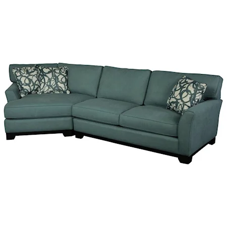 Transitional 2-Piece Cuddler Sectional with Pluma Plush Cushions